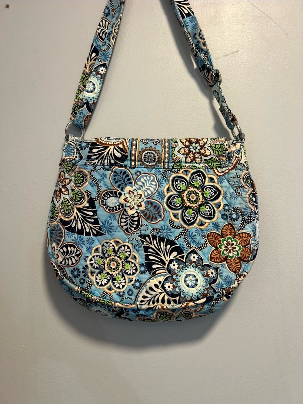 Vera Bradley Saddle Up Bali Blue Crossbody Shoulder Bag Floral Magnetic Flap M - Picture 5 of 16